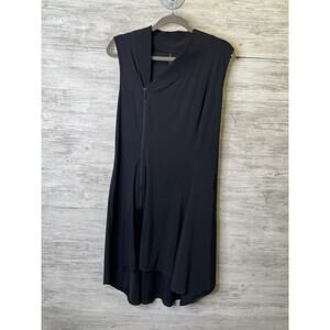 Porto Dress Womens 2 Black Sleeveless Zip Front Flowy Italian Fabric Made USA